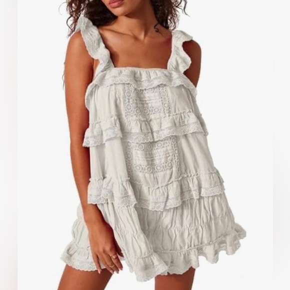 Gacaky Women's Summer Casual Sleeveless Rompers Ruffle Flowy Boho Sun Dr… - Picture 1 of 6